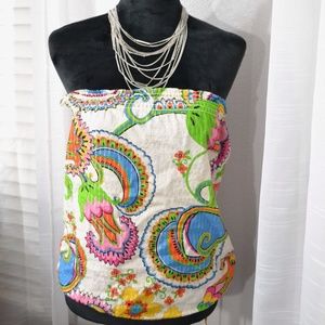 Trina Turk multi-color strapless top